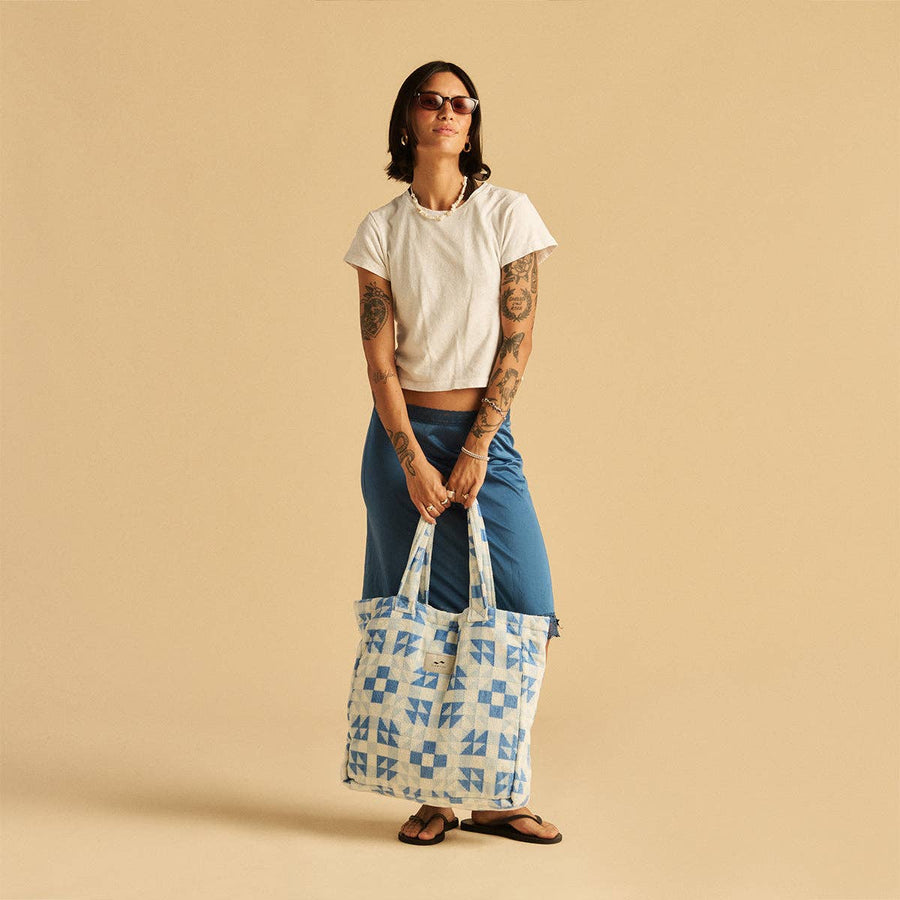 The Dream Terry Tote Bag in Lagoon by Slowtide