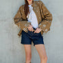 Embroidered Detail Zip-Up Jacket