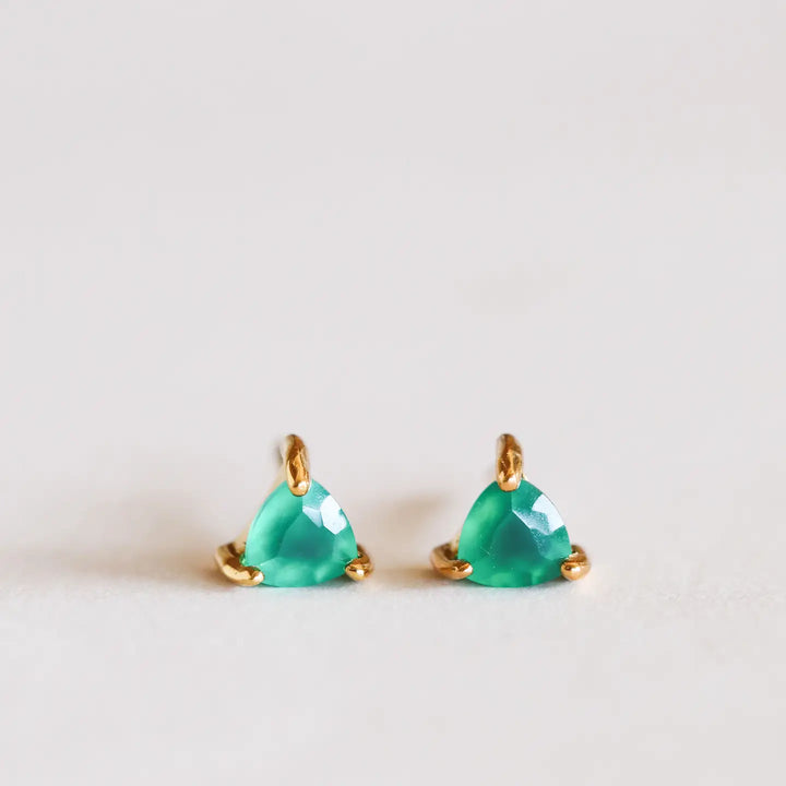 Mini Energy Gem Earrings in Green Onyx by JaxKelly