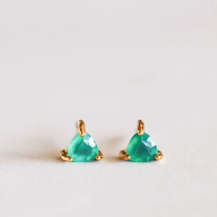Mini Energy Gem Earrings - Green Onyx