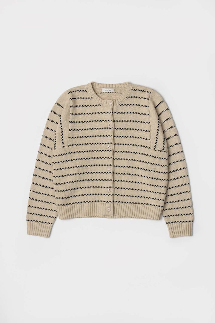 The Shae Cardigan in Cream and Black by Mod Ref