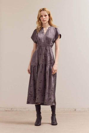 Printed Ruffle Midi Dress