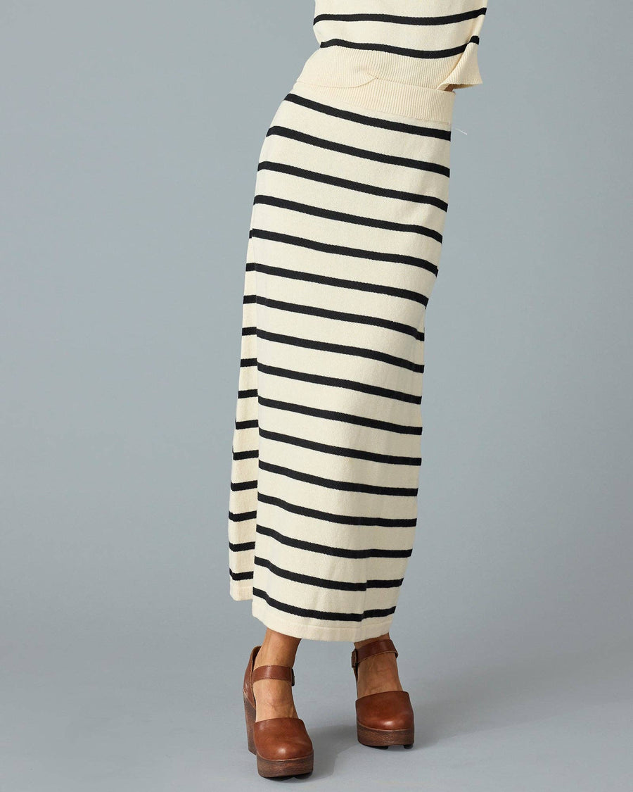 Paris Sweater Skirt in Black Stripe by Downeast