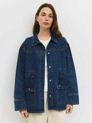 The Aster Jacket | Denim Drawstring Jacket by All Row