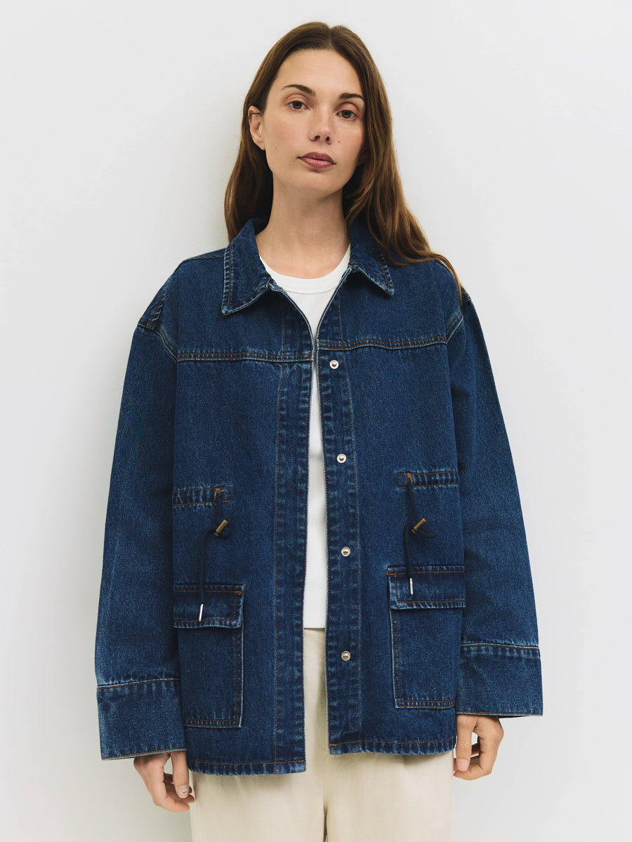 The Aster Jacket | Denim Drawstring Jacket by All Row