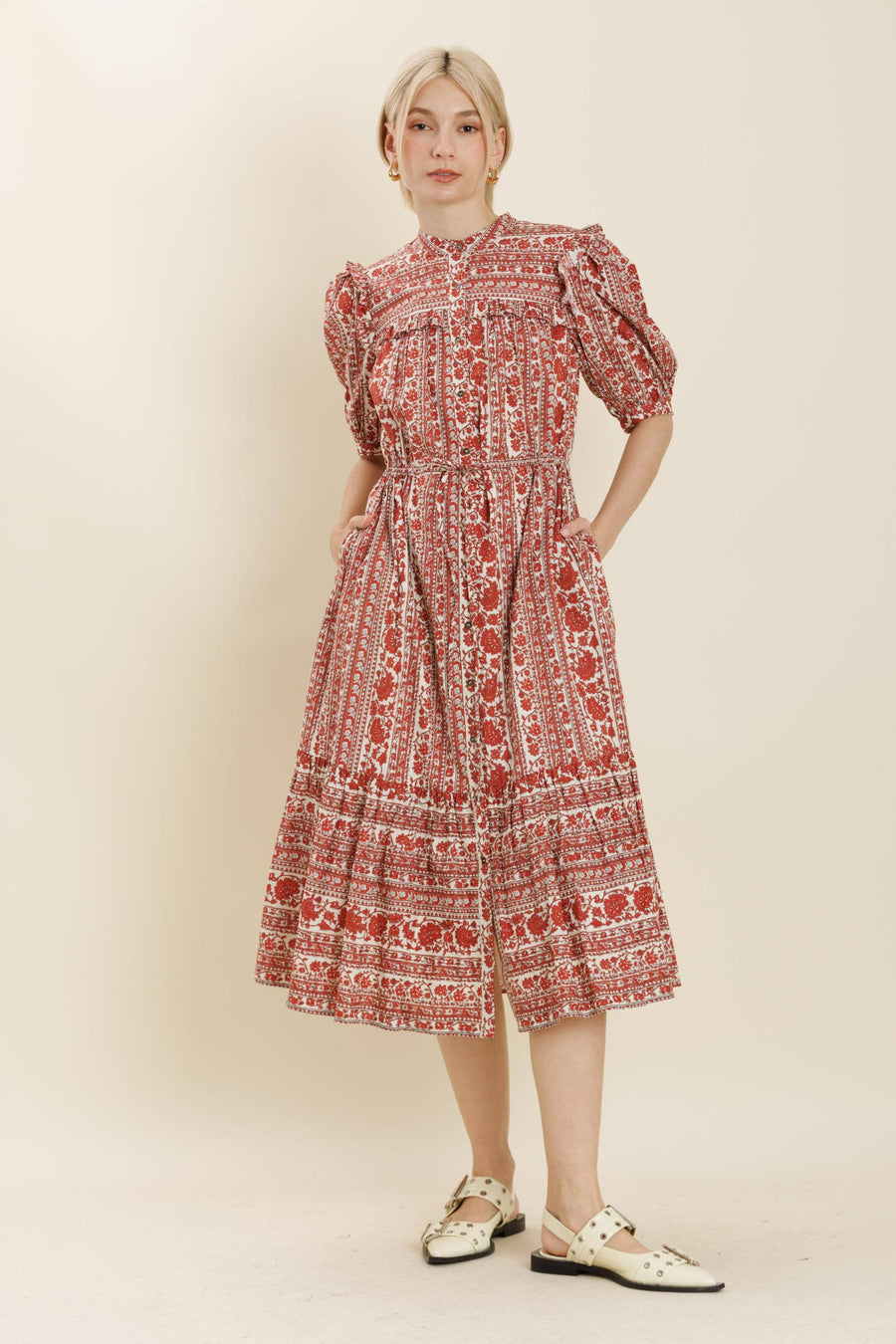 Floral Ruffle Midi Dress