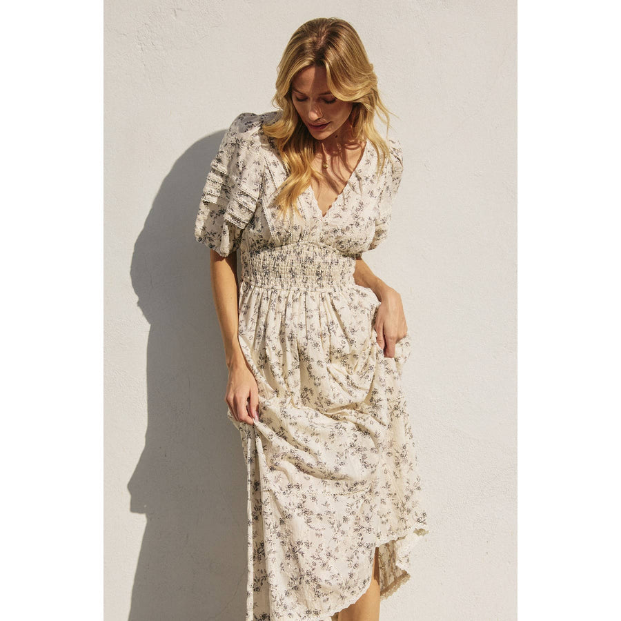 Brunch Babe Bubble Sleeve Midi Dress
