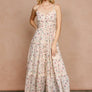 Floral Polka Dot Lace Trim Tiered Maxi Dress