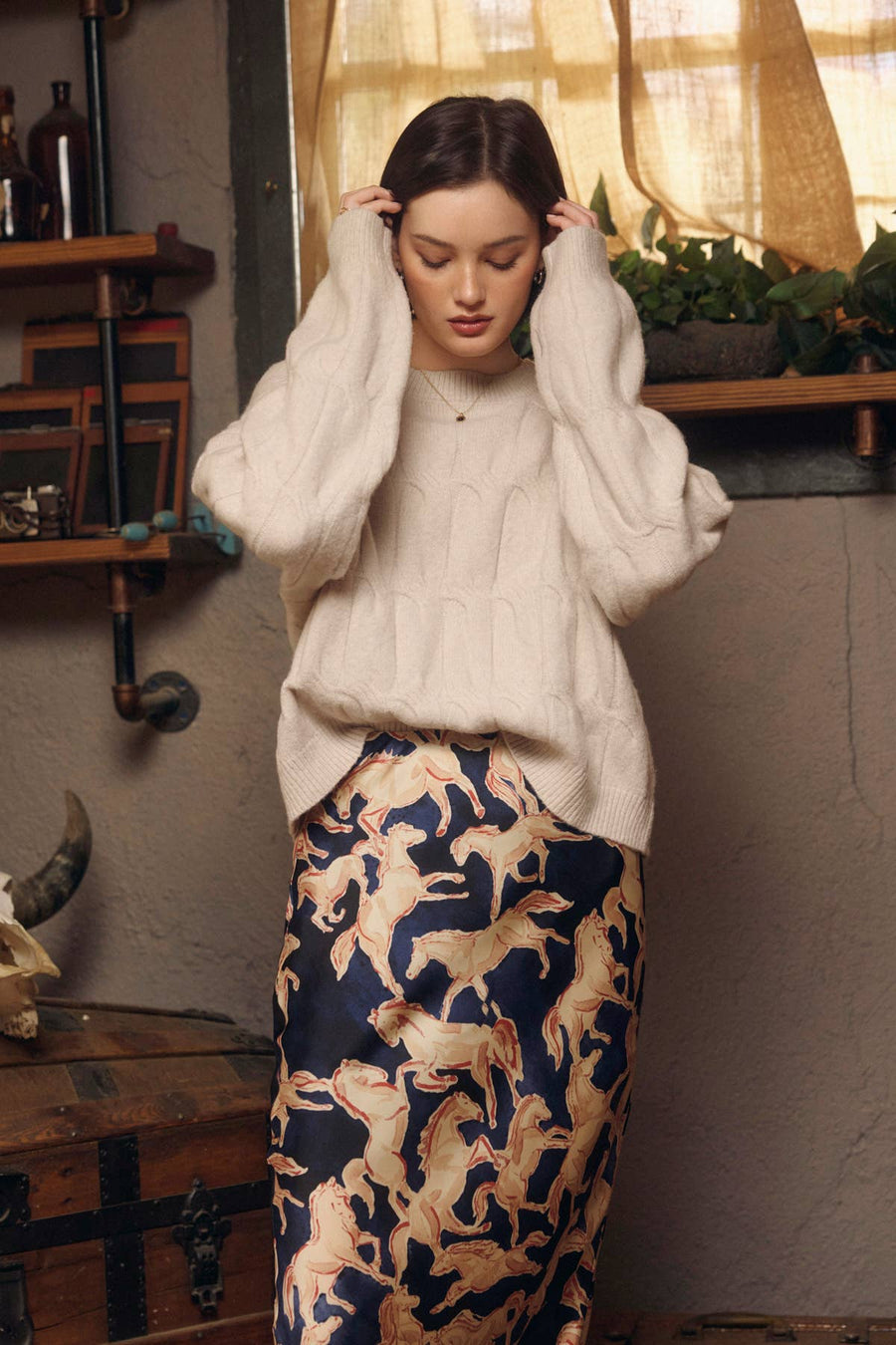 Riverbend Pull On Maxi Skirt in Western Navy