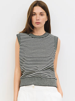 The Leon Top | Striped Sleeveless Knit Top by All Row