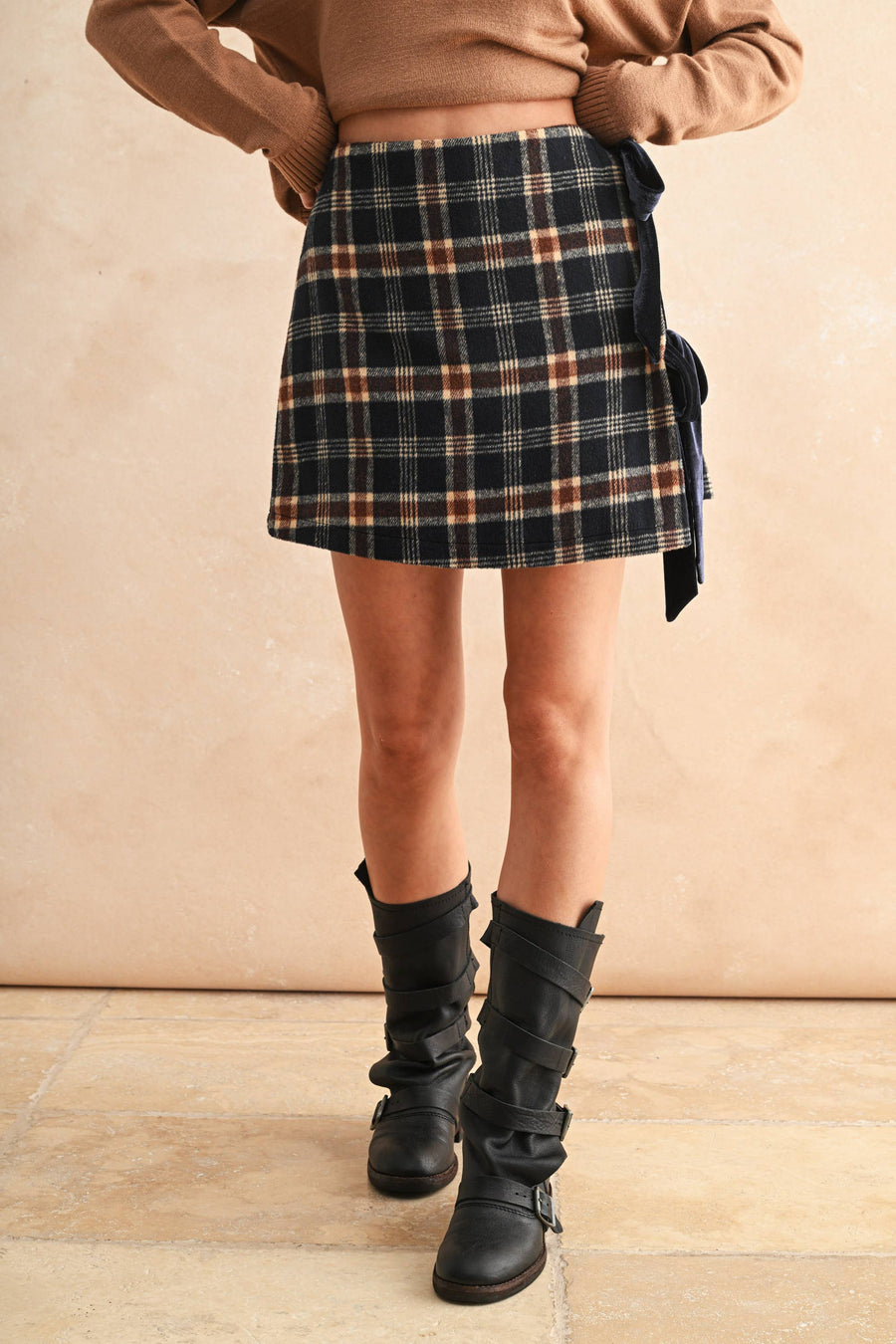 Plaid Pattern Wrap Skirt