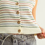 Multi Color Striped Button Front Knitted Top
