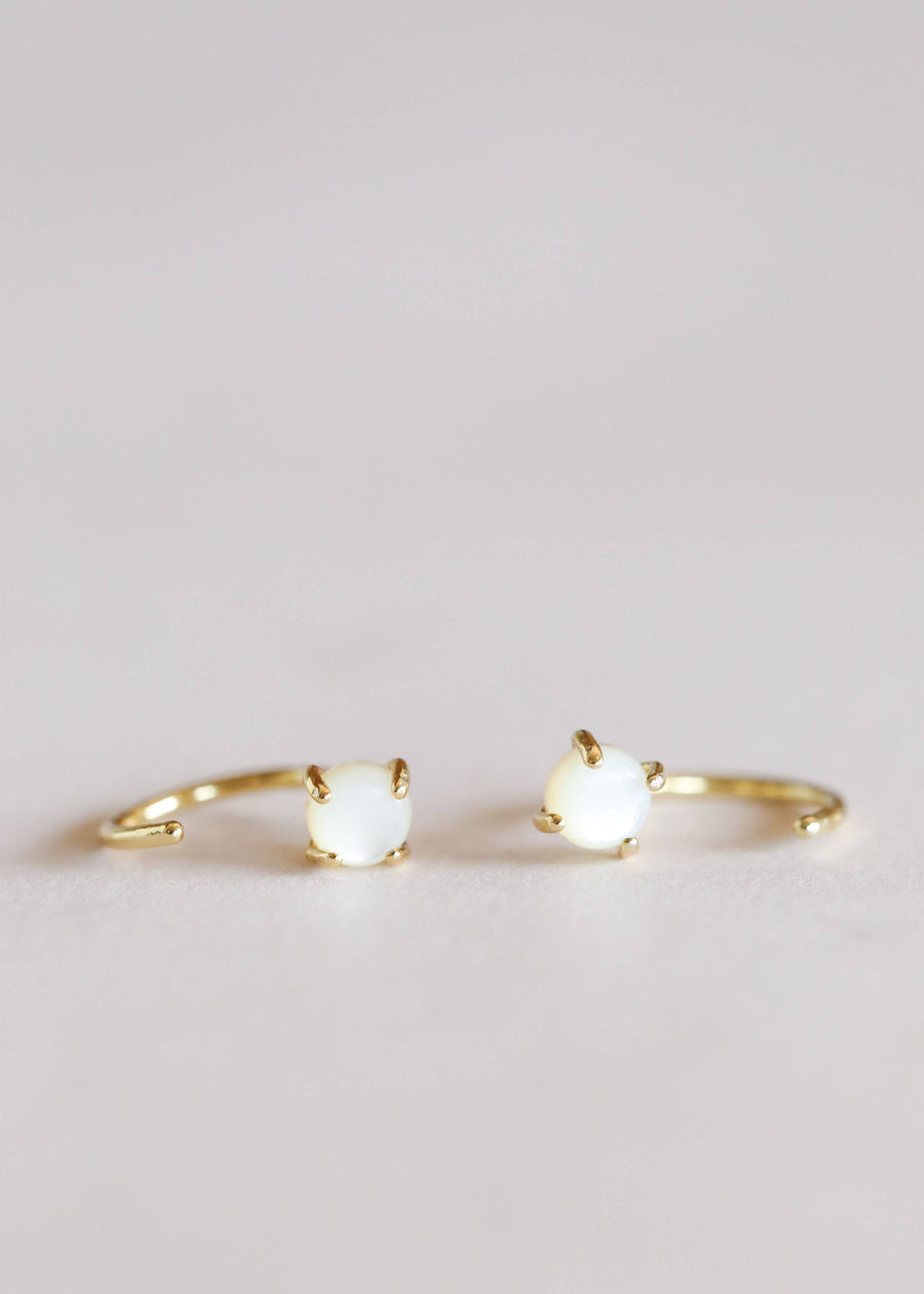 Mother of Pearl Huggies Earrings by JaxKelly