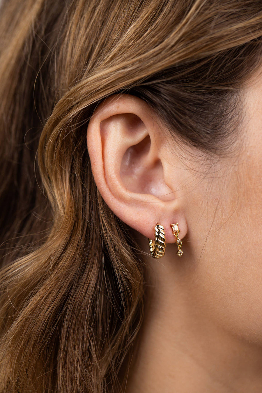 Small Channel Gold Hoop Earrings by JaxKelly