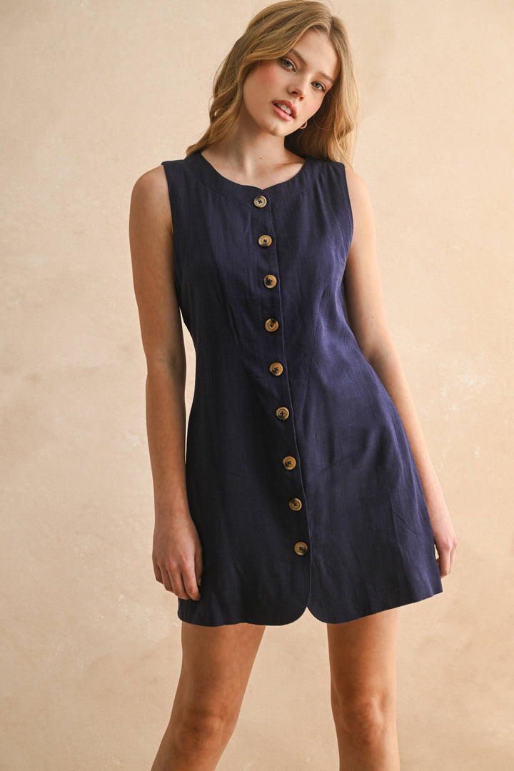 Button Front Linen Dress