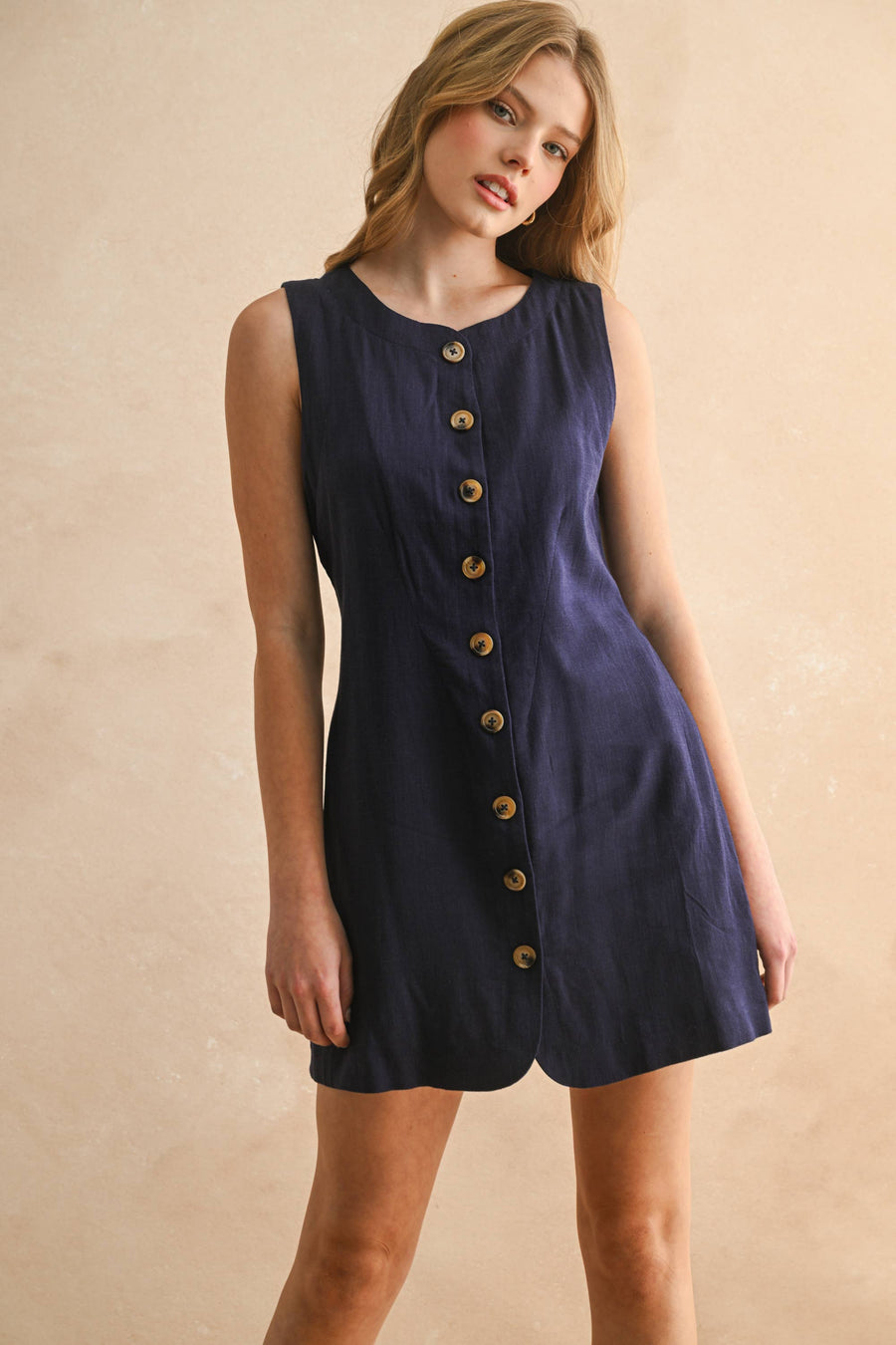 Button Front Linen Dress