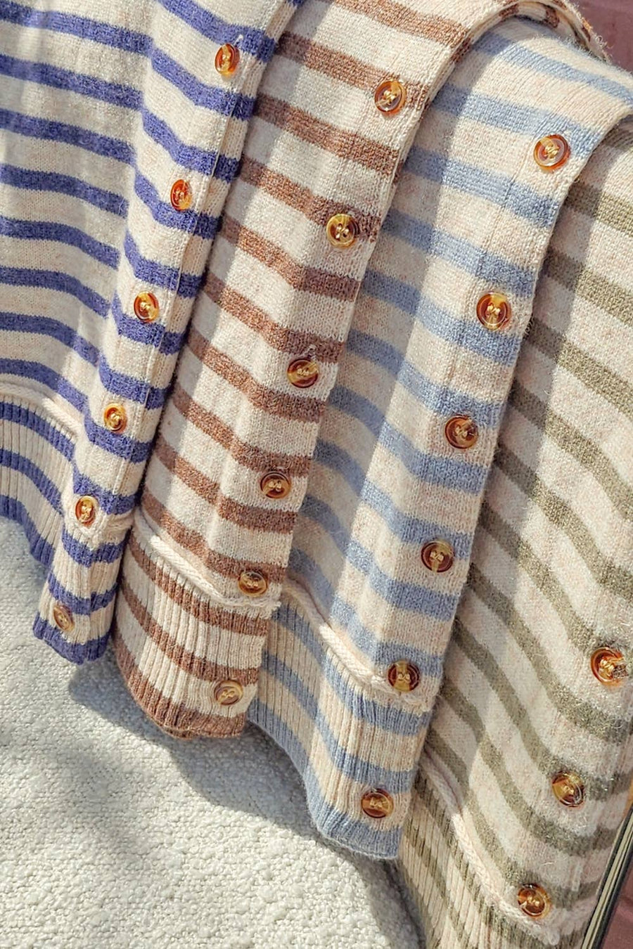 Striped Pattern Button Front Cardigan