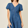 Puff Sleeve Denim Mini Dress by Aaron & Amber