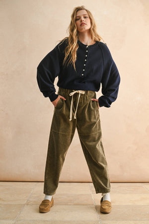 Washed Effect Corduroy Pants