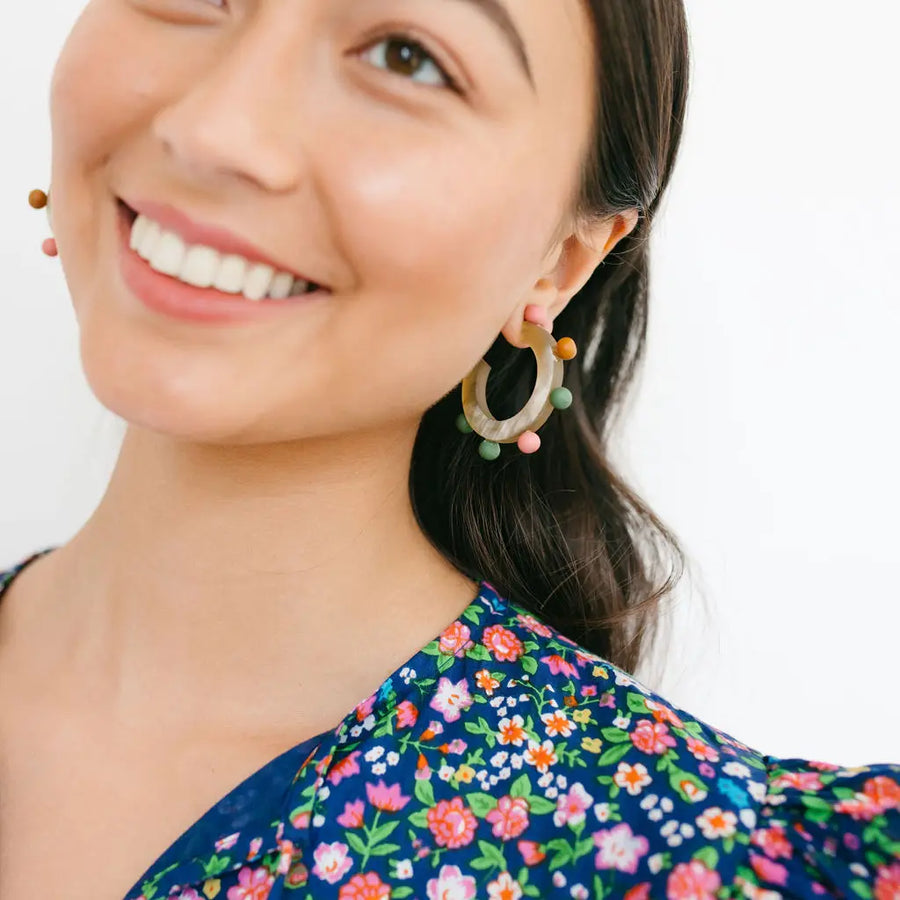 Rainbow Bead Hoop Earrings by Sunshine Tienda