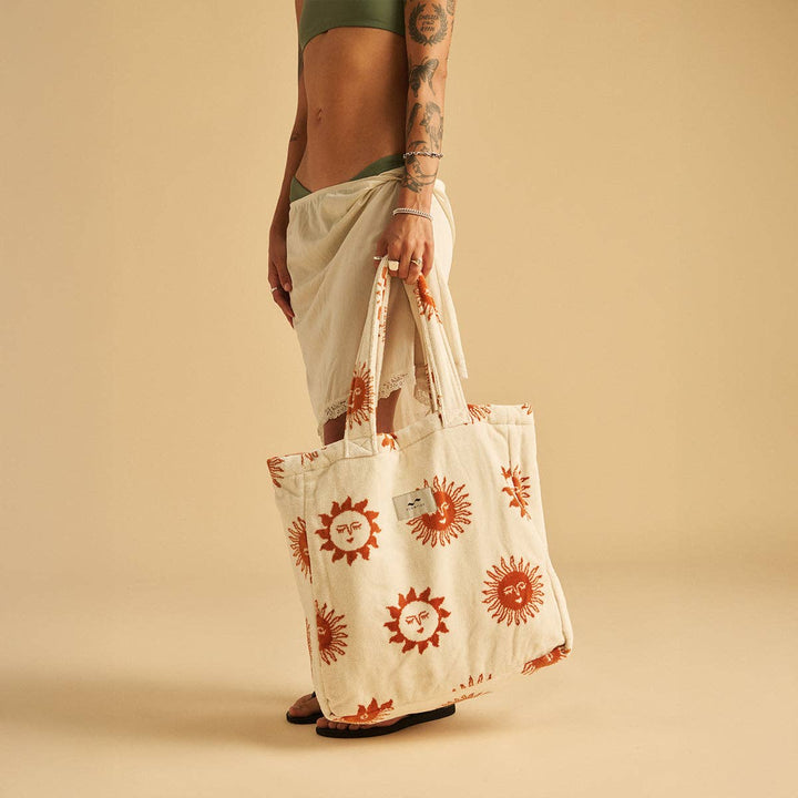 Sunburn Terry Tote Bag in Cream by Slowtide