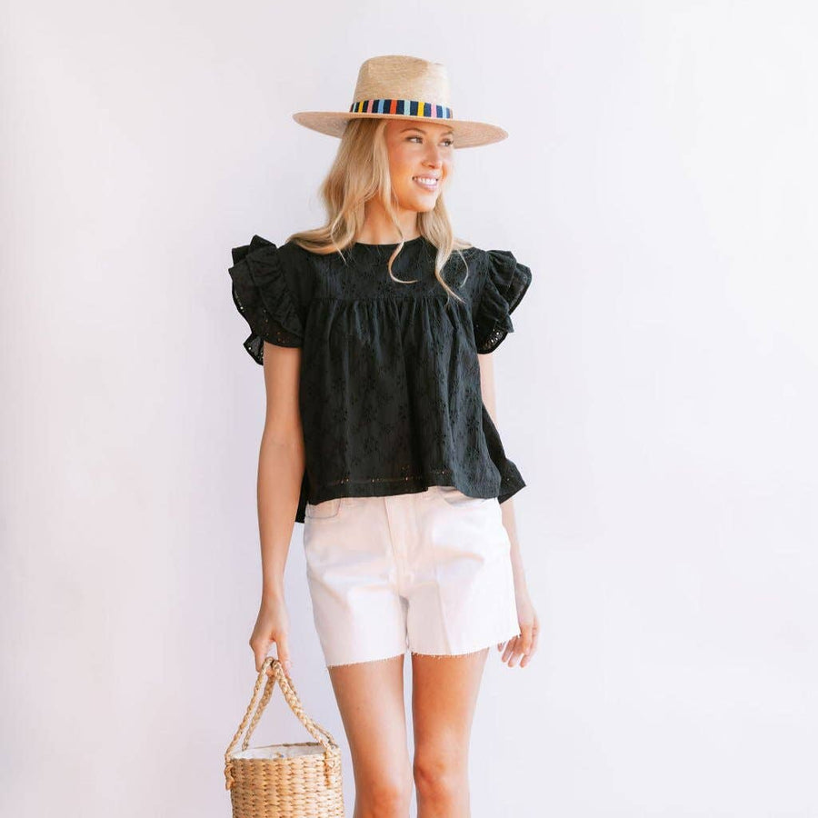 Black Eyelet Lottie Top by Sunshine Tienda