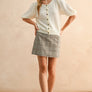 Puff Short Sleeve Button Down Knit Cardigan