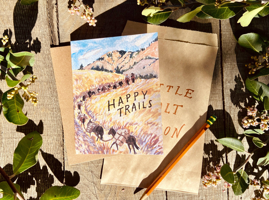 Happy Trails Country Western Horse Engagement Wedding Card