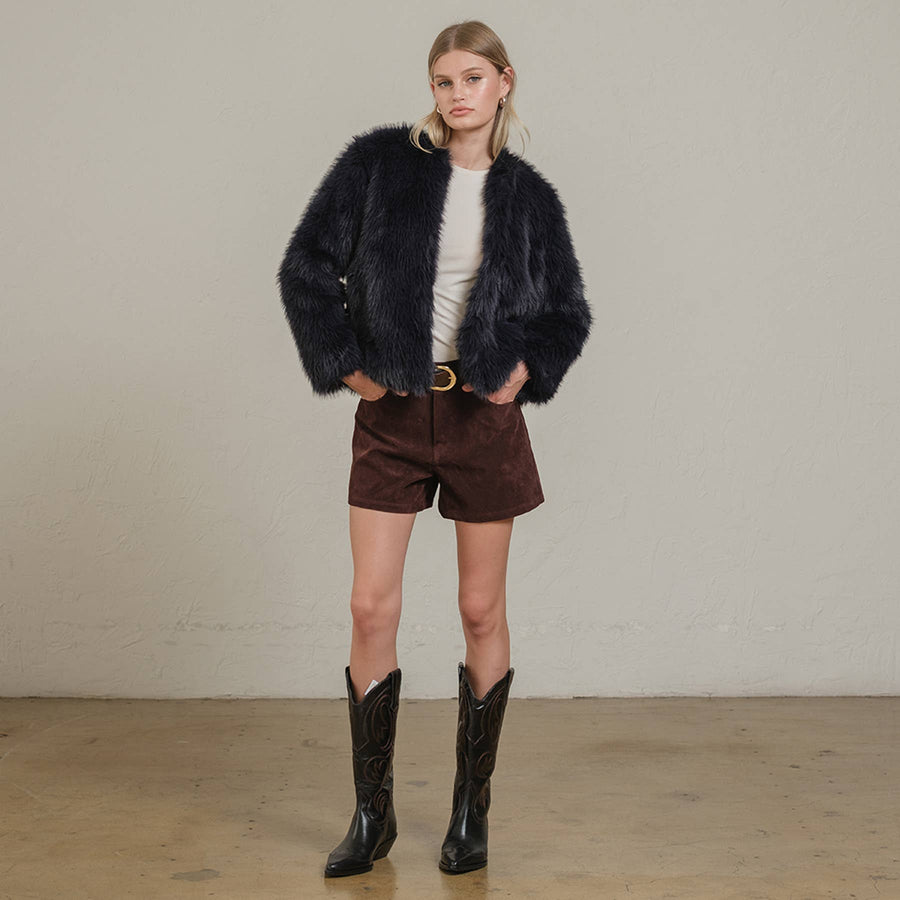 Suede High-Rise Shorts