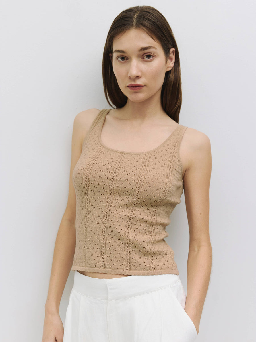 The Karis Tank Top | Knit Pointelle Tank Top by All Row