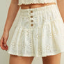 Eyelet Ruffled with Button Front Skort