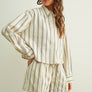 Striped Button Front Short Sleeve Shirt