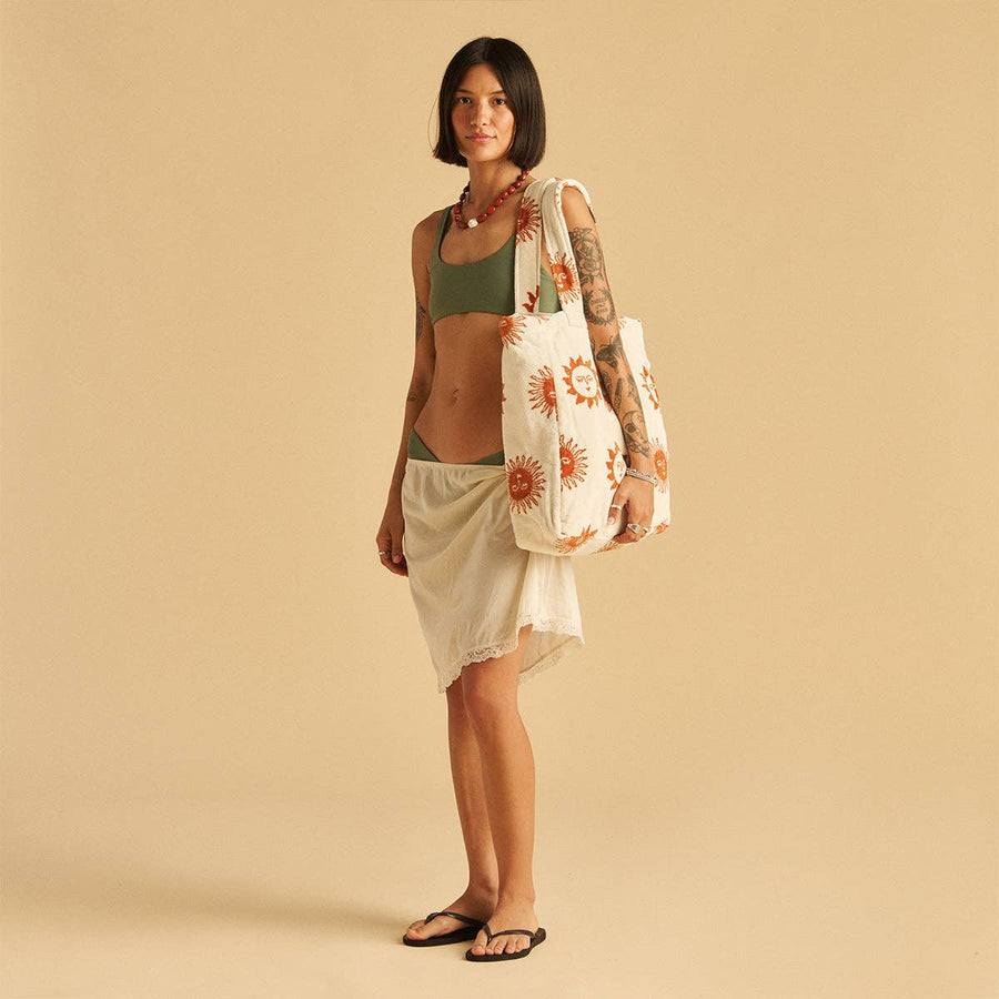 Sunburn Terry Tote Bag in Cream by Slowtide