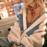 Sherpa Fleece and Denim Zip-Up Pocket Jacket