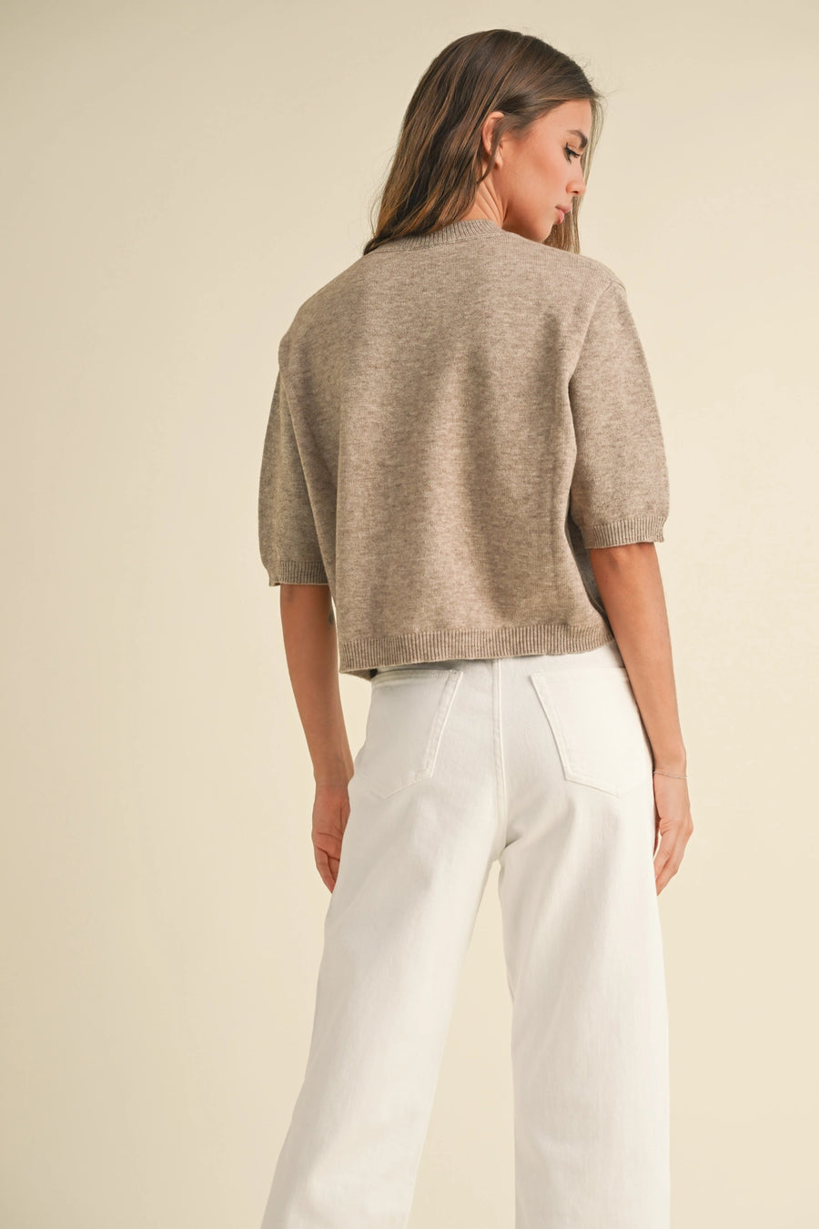 Short Sleeve Sweater Top in Black