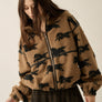 Horses Jacquard Sherpa Fleece Zip-Up High-Collar Jacket