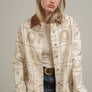 Western Embroidered Jacket with Corduroy Collar