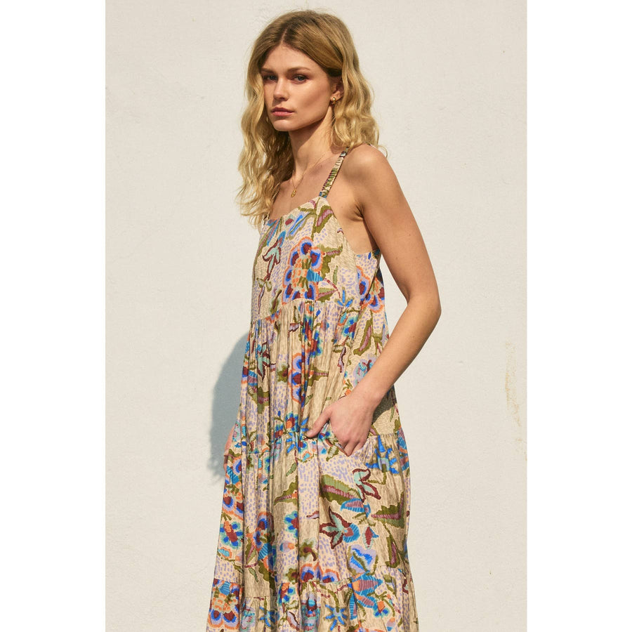 On The Dot Babydoll Tiered Maxi Dress