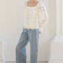 Embroidered Eyelet Lace Square Neck Blouse