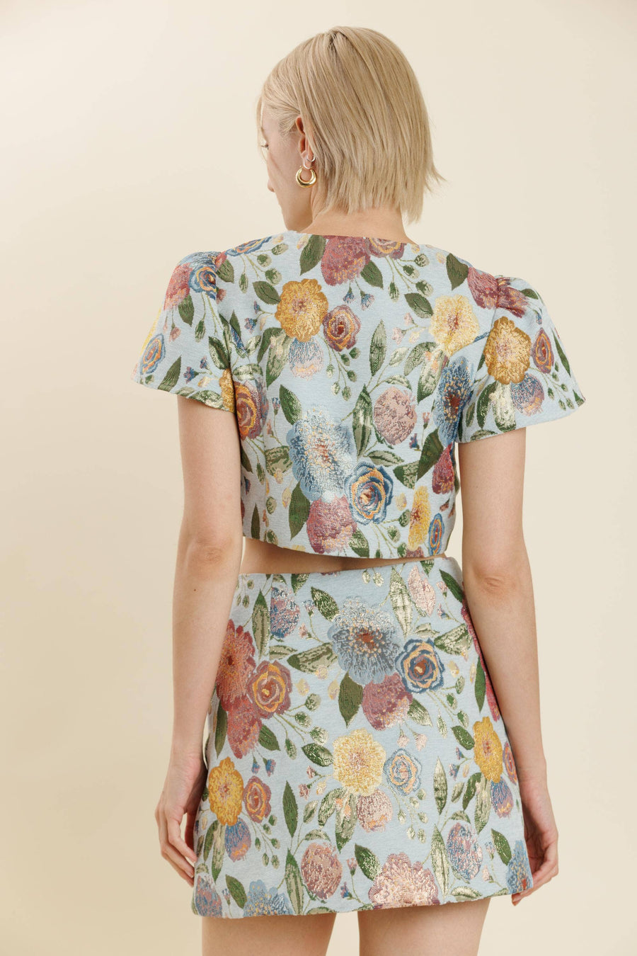 Jacquard Button Down Mini Skirt