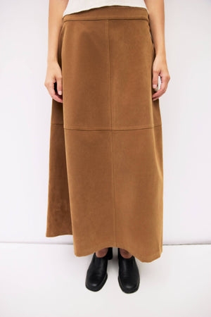 The Eryn Skirt | Suede Midi Skirt by All Row