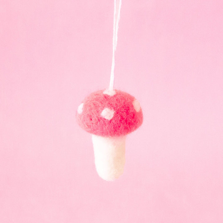 Holiday Mushroom Ornament | Dark Pink