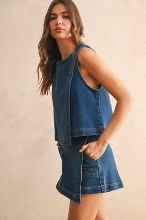 Asymmetric Cut Denim Top
