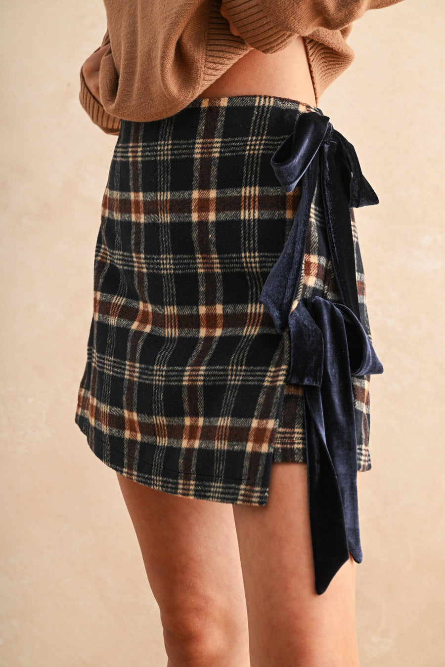 Plaid Pattern Wrap Skirt