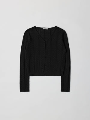 The Faye Top | Knit Pointelle Cardigan Top by All Row