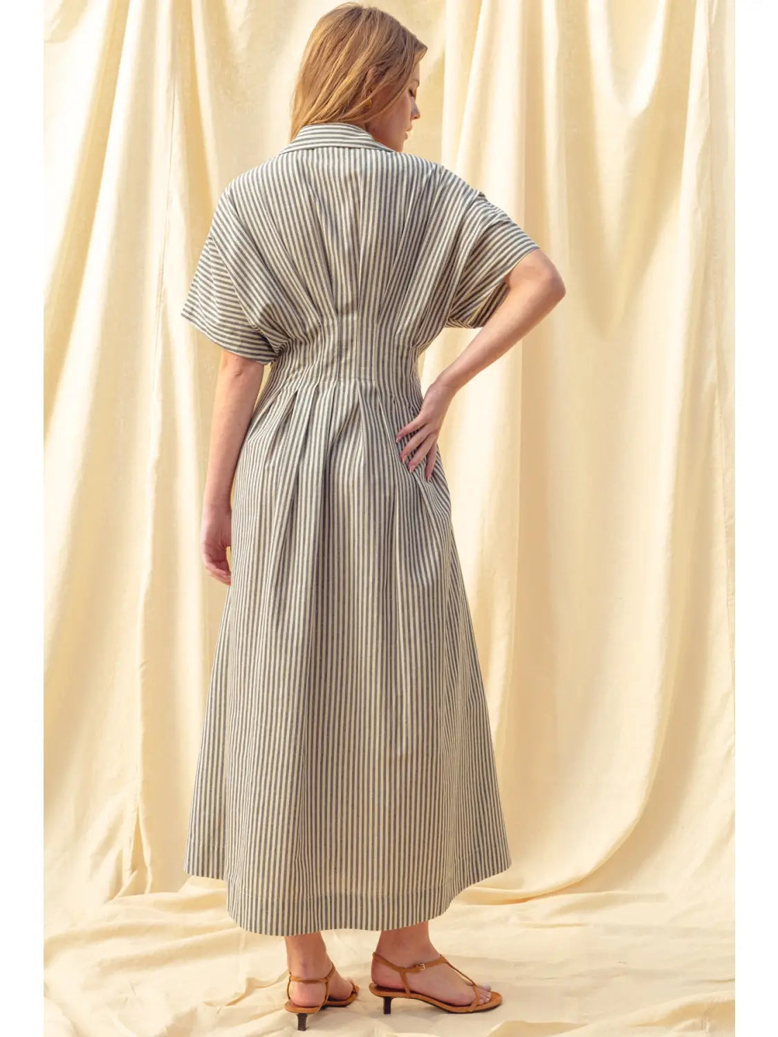 button down striped shirt dress Striped Button Down Shirt Dress (Black) Trendy Her Boutique