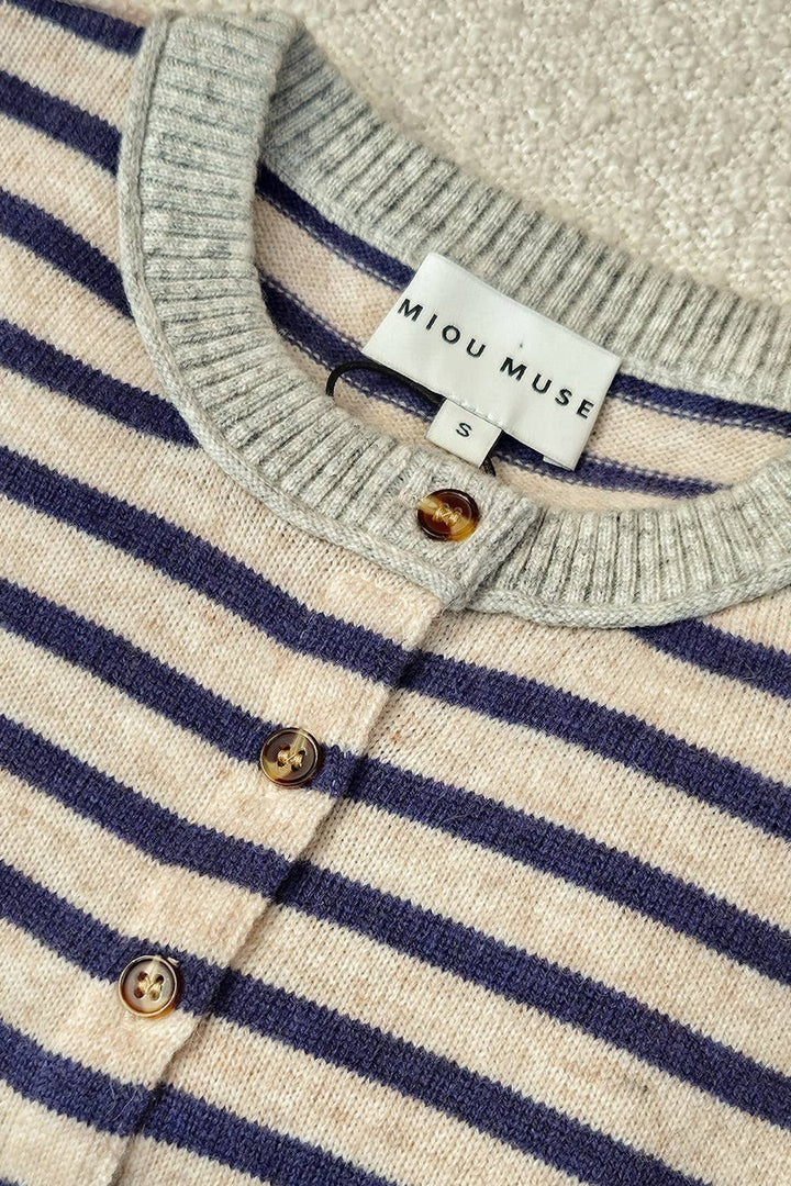 Striped Pattern Button Front Cardigan