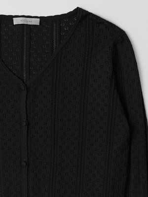 The Faye Top | Knit Pointelle Cardigan Top by All Row