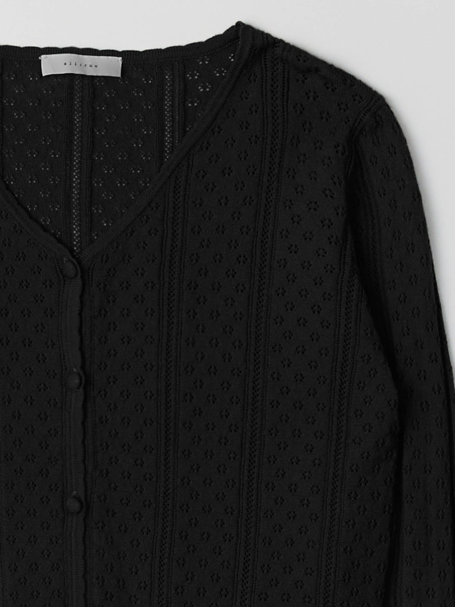 The Faye Top | Knit Pointelle Cardigan Top by All Row