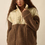 Colorblock Sherpa Fleece Half-Snap Pullover Jacket